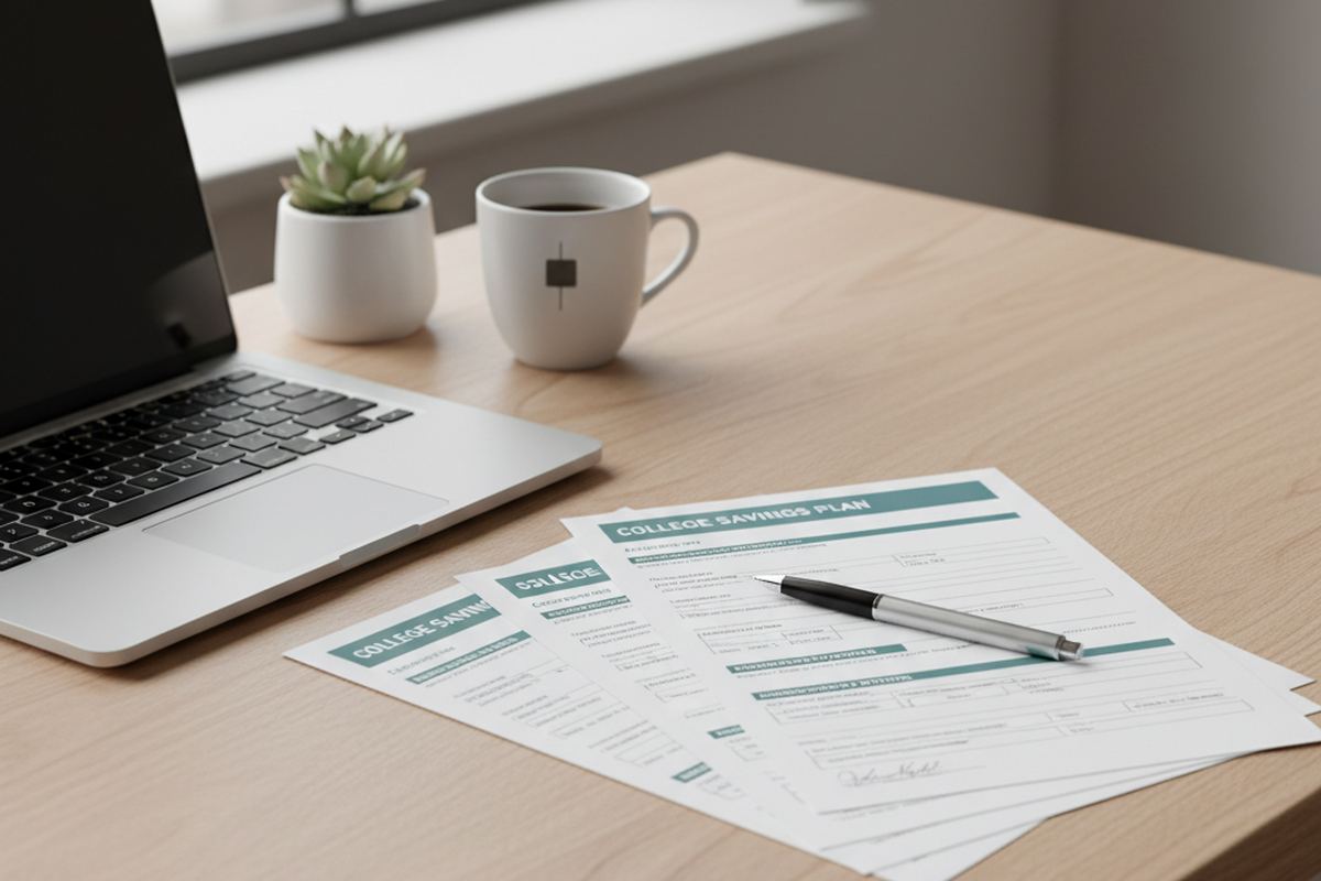 529 plan paperwork on a desk