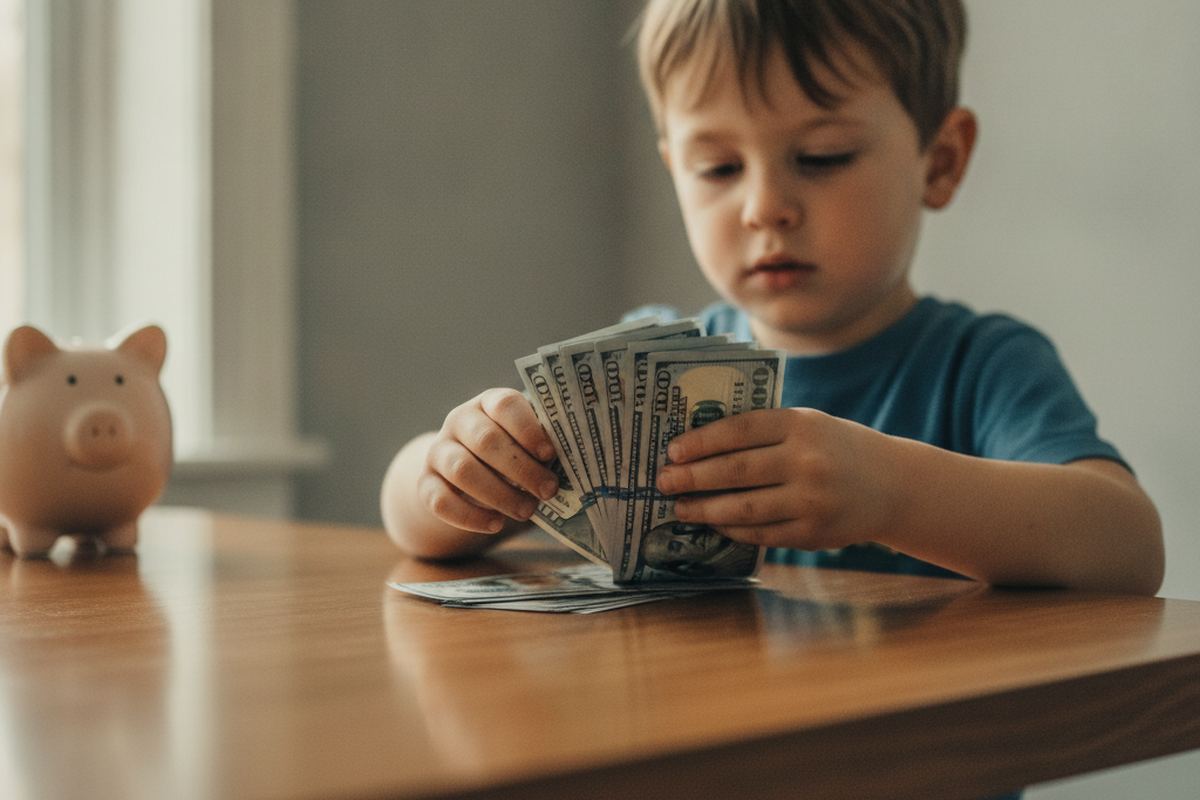 Kid counting allowance money