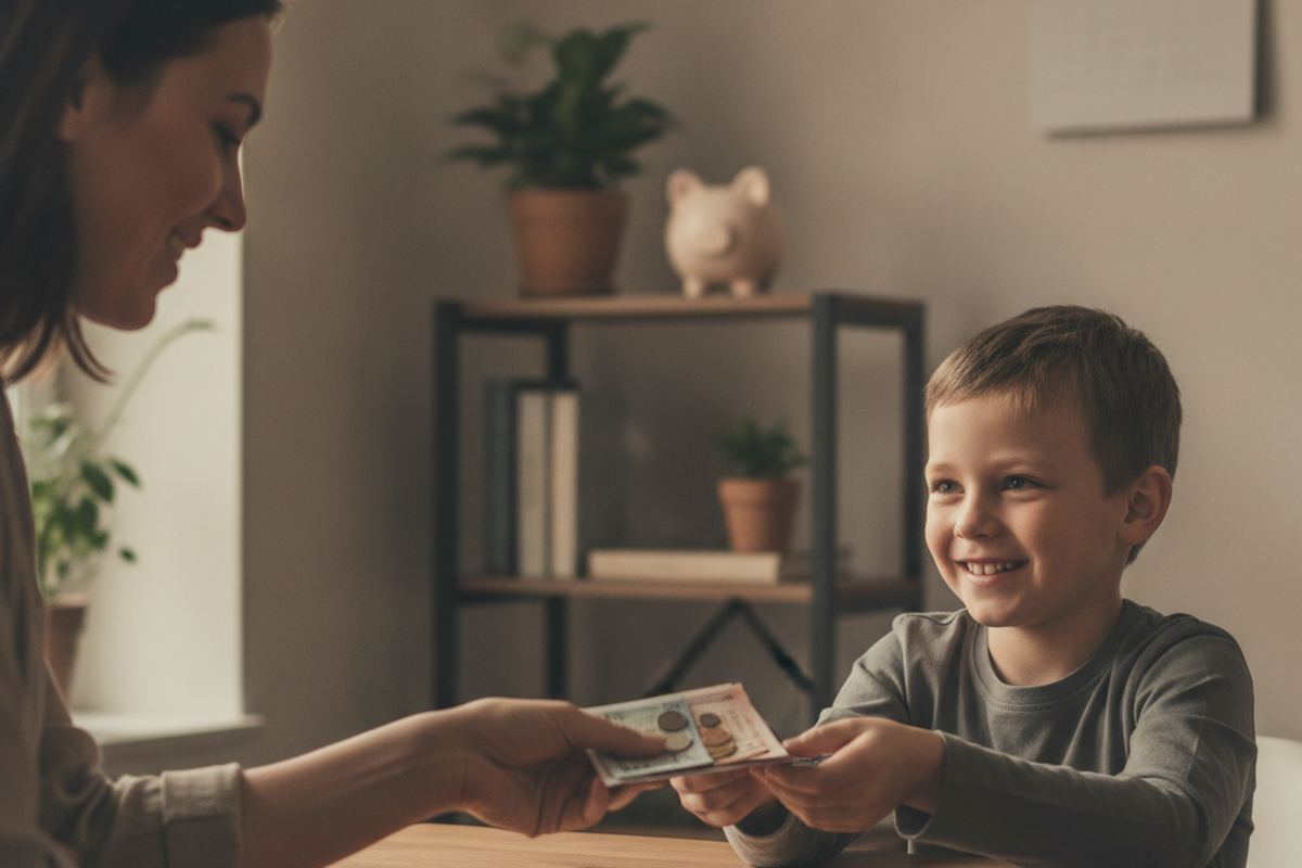 Kid earning allowance with chores