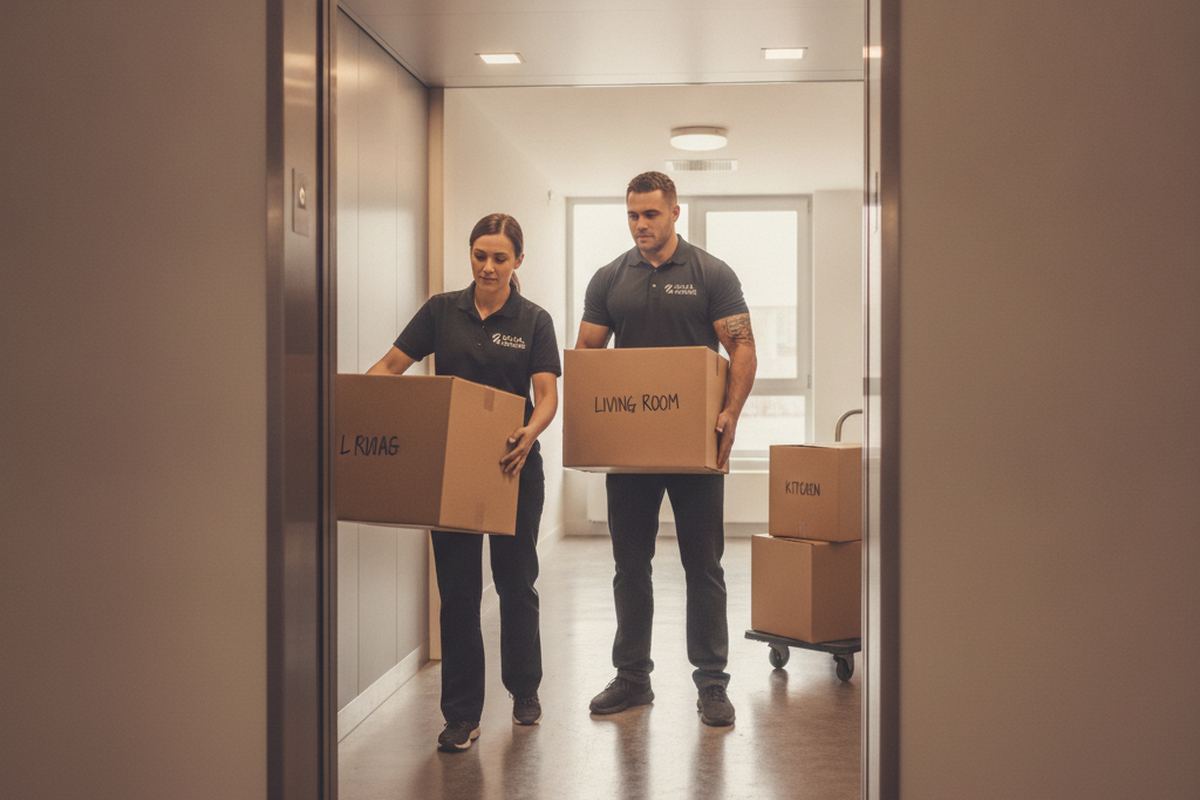 Apartment move with elevator loading