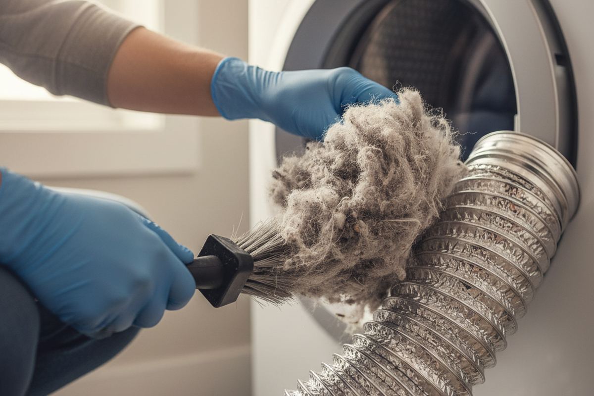 Cleaning dryer vent lint