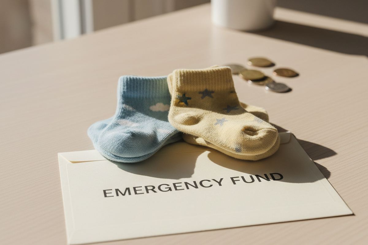 Emergency fund envelope with baby items