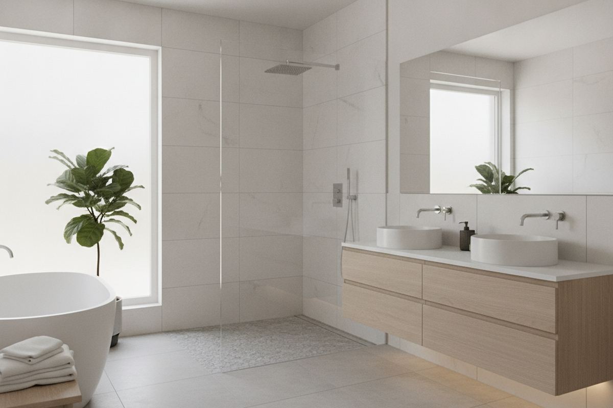 Newly remodeled modern bathroom
