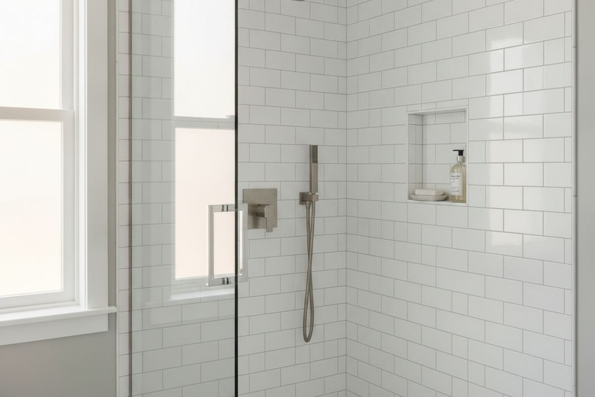 Freshly tiled bathroom