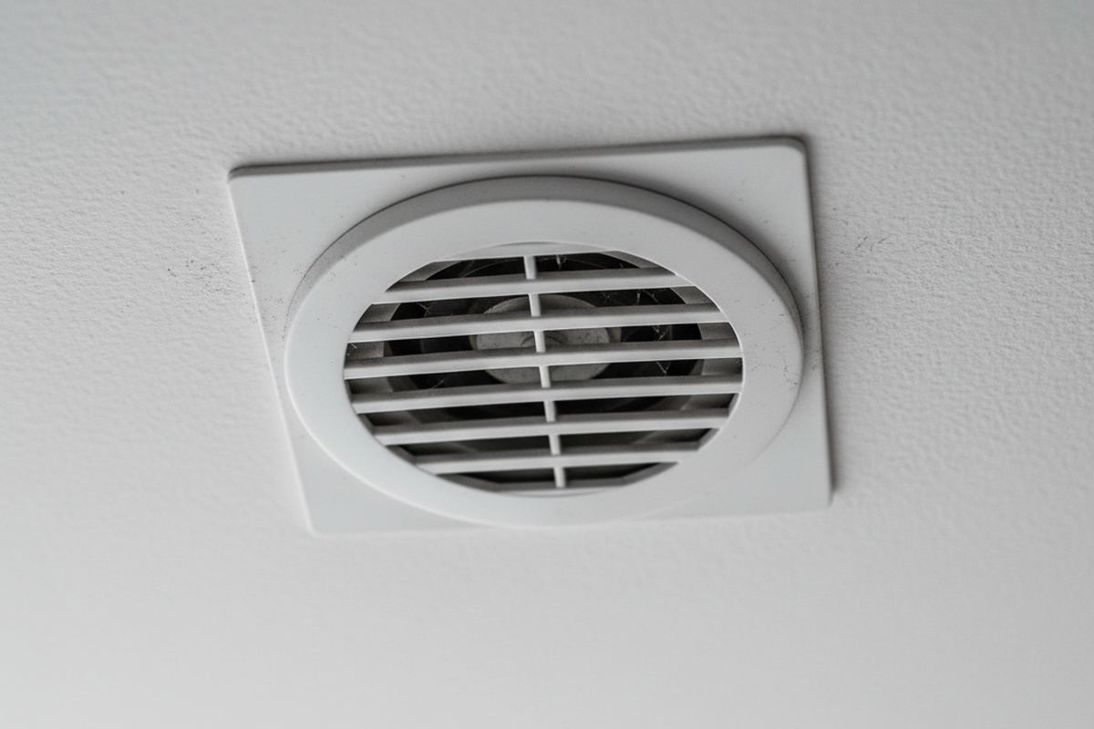 Bathroom exhaust fan close up