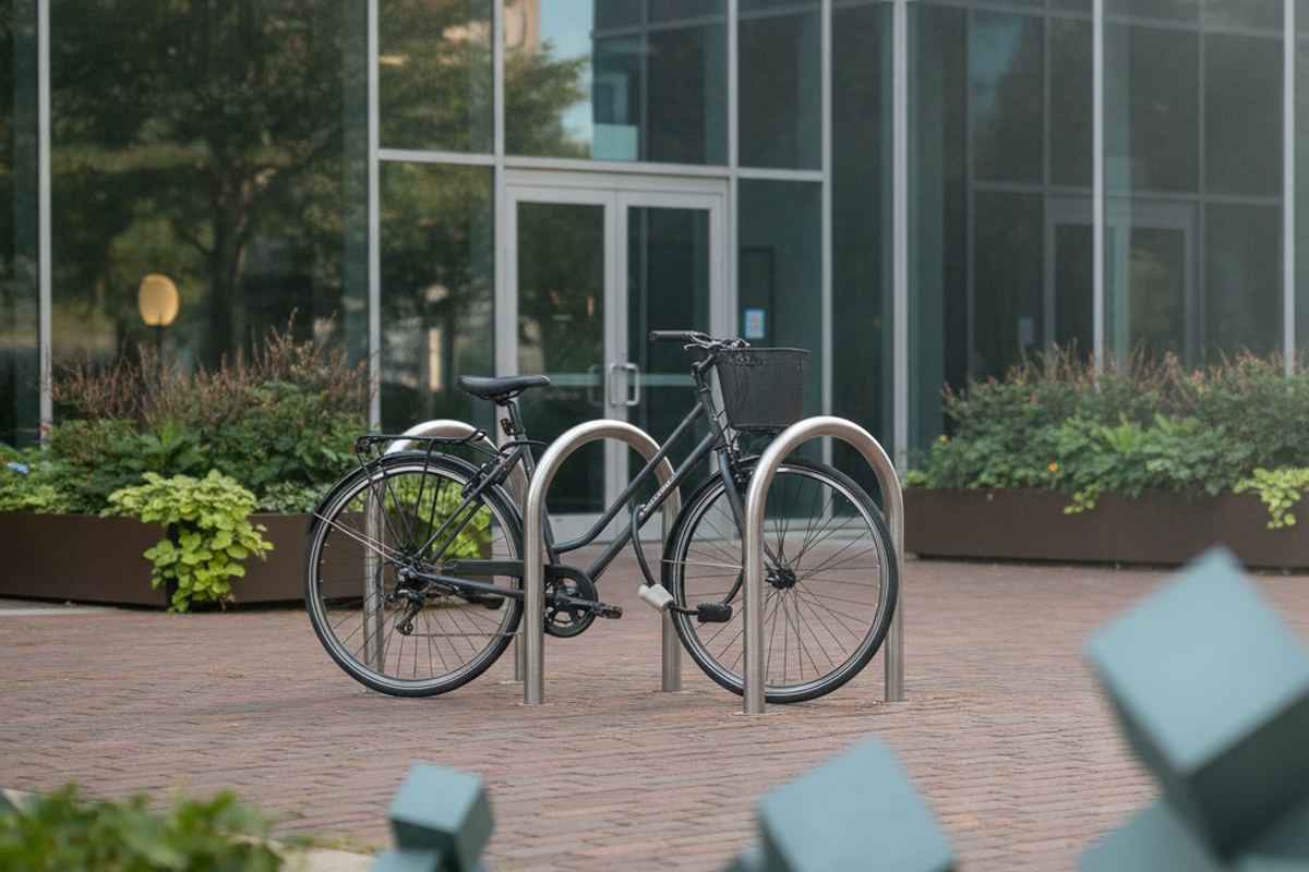 Commuter bike locked outside office