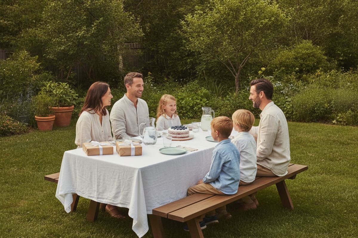 Backyard birthday party setup