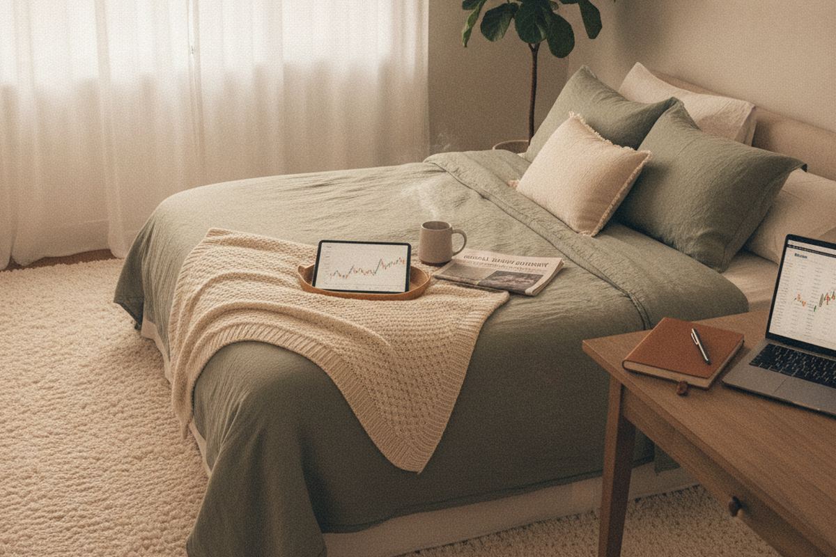 Bedroom with carpet and hard floor comparison