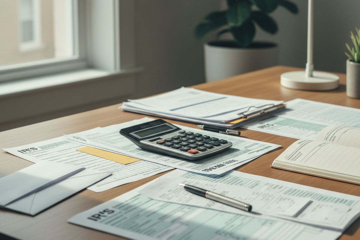 Tax paperwork on a desk