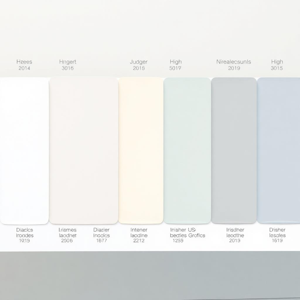 Row of paint sheen swatches from flat to high gloss on a wall