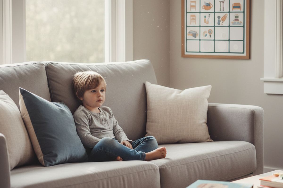 Kid watching TV after chores