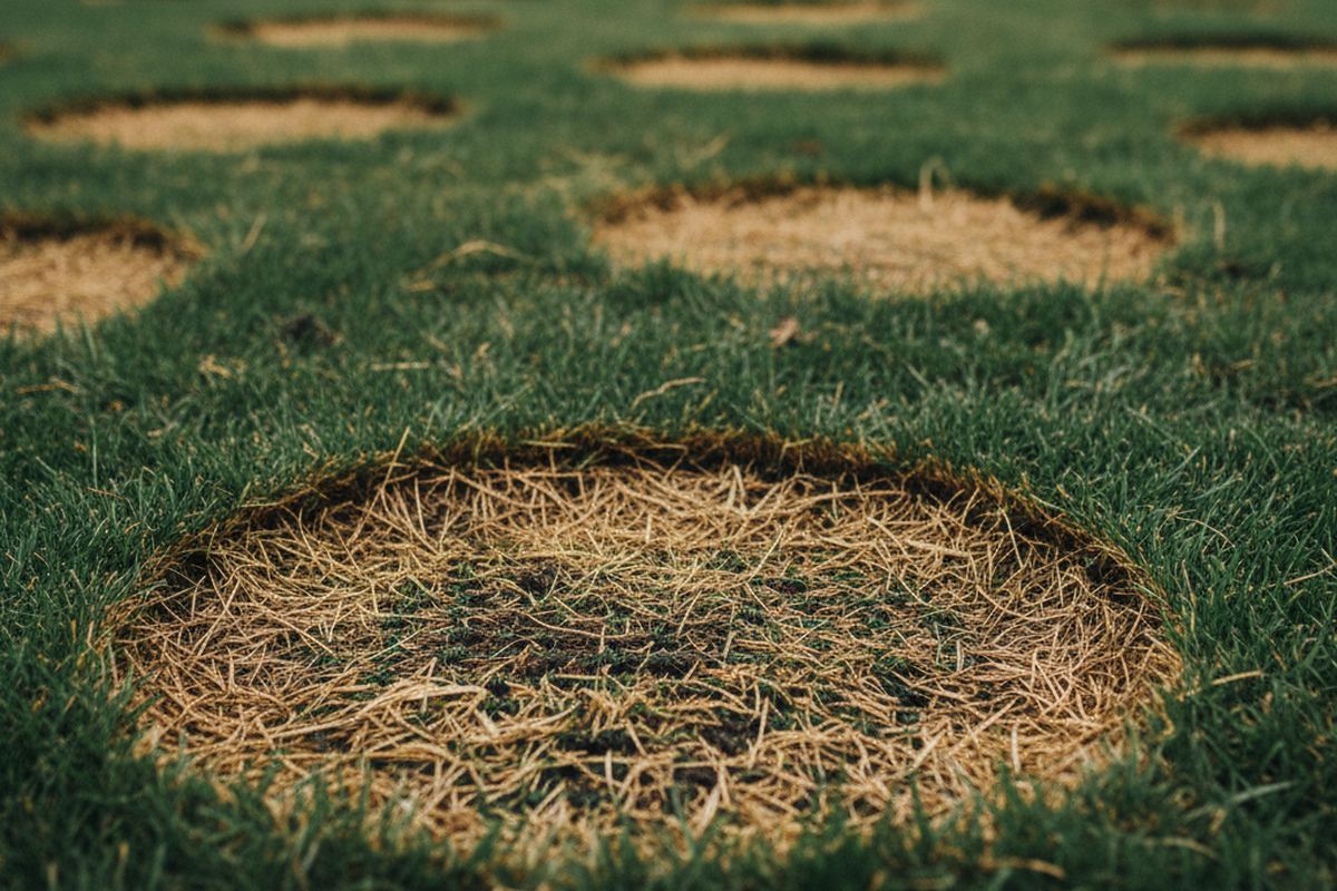 Damaged brown sod patches