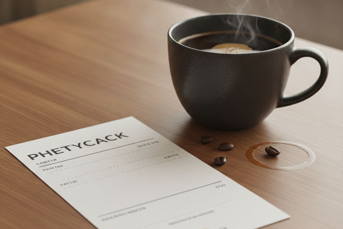 Paycheck stub on a table