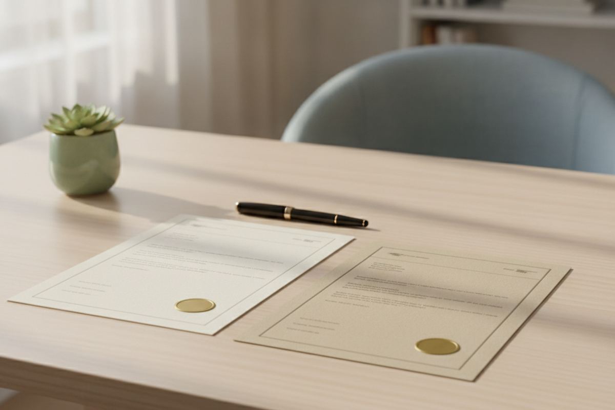 Two offer letters on a desk