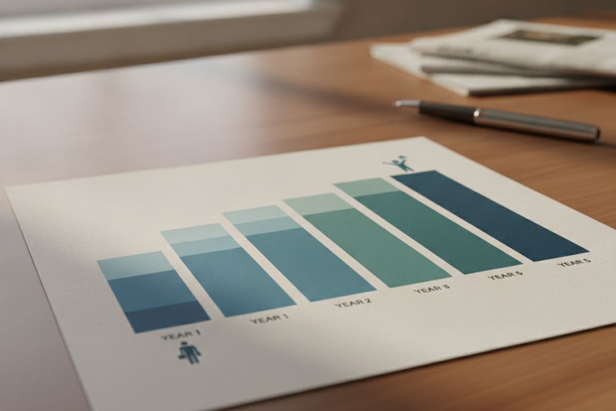 Career trajectory chart on paper