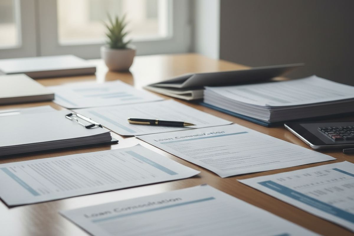 Consolidation paperwork on a table