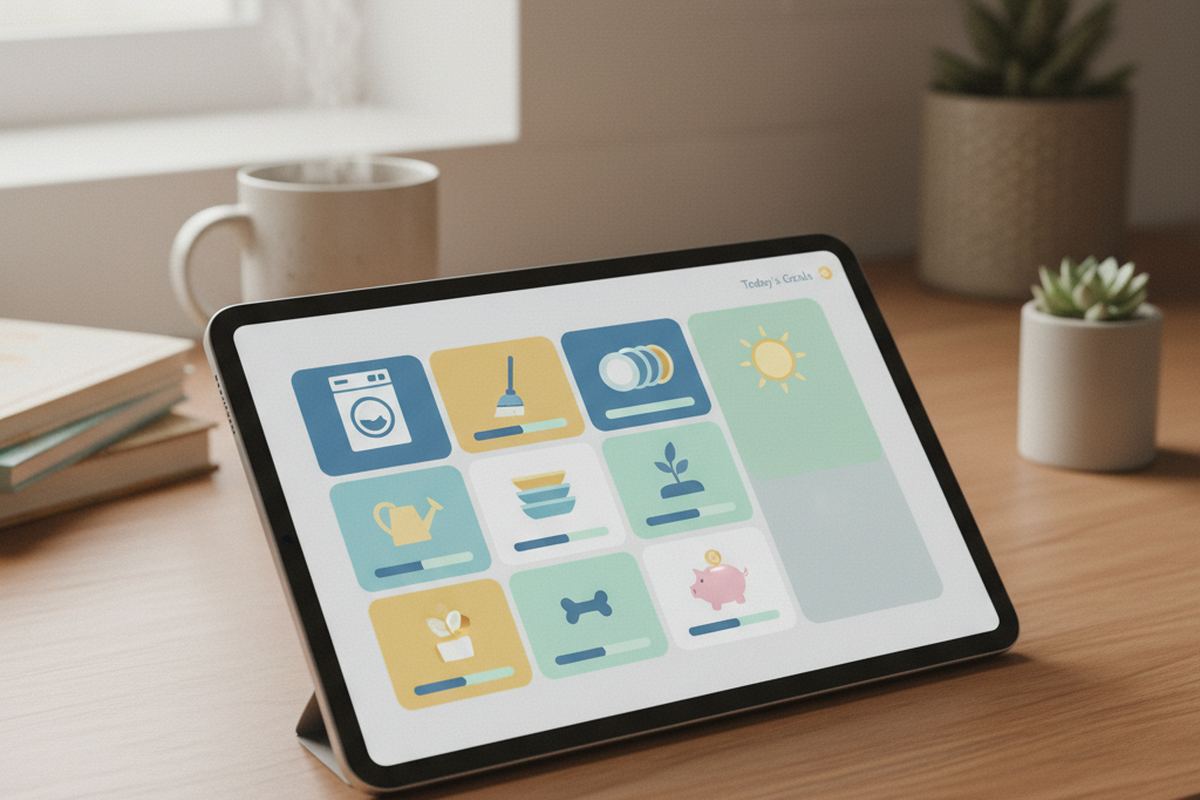 Digital chore chart on tablet