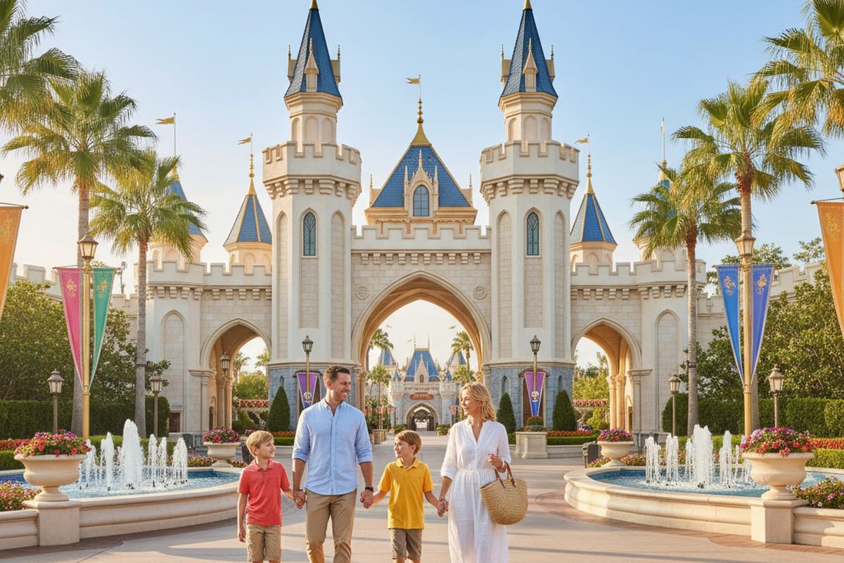 Family at a theme park