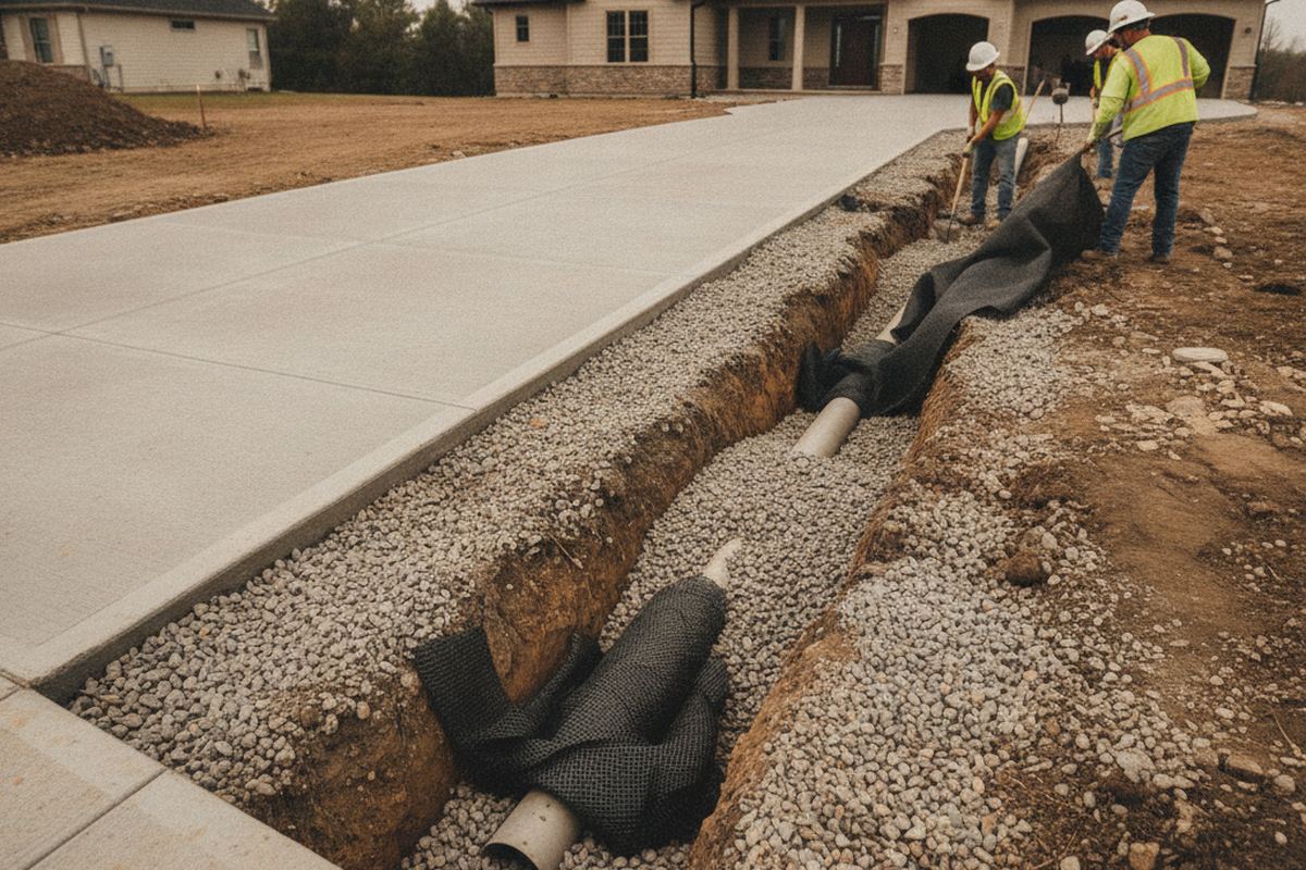 French drain along a driveway