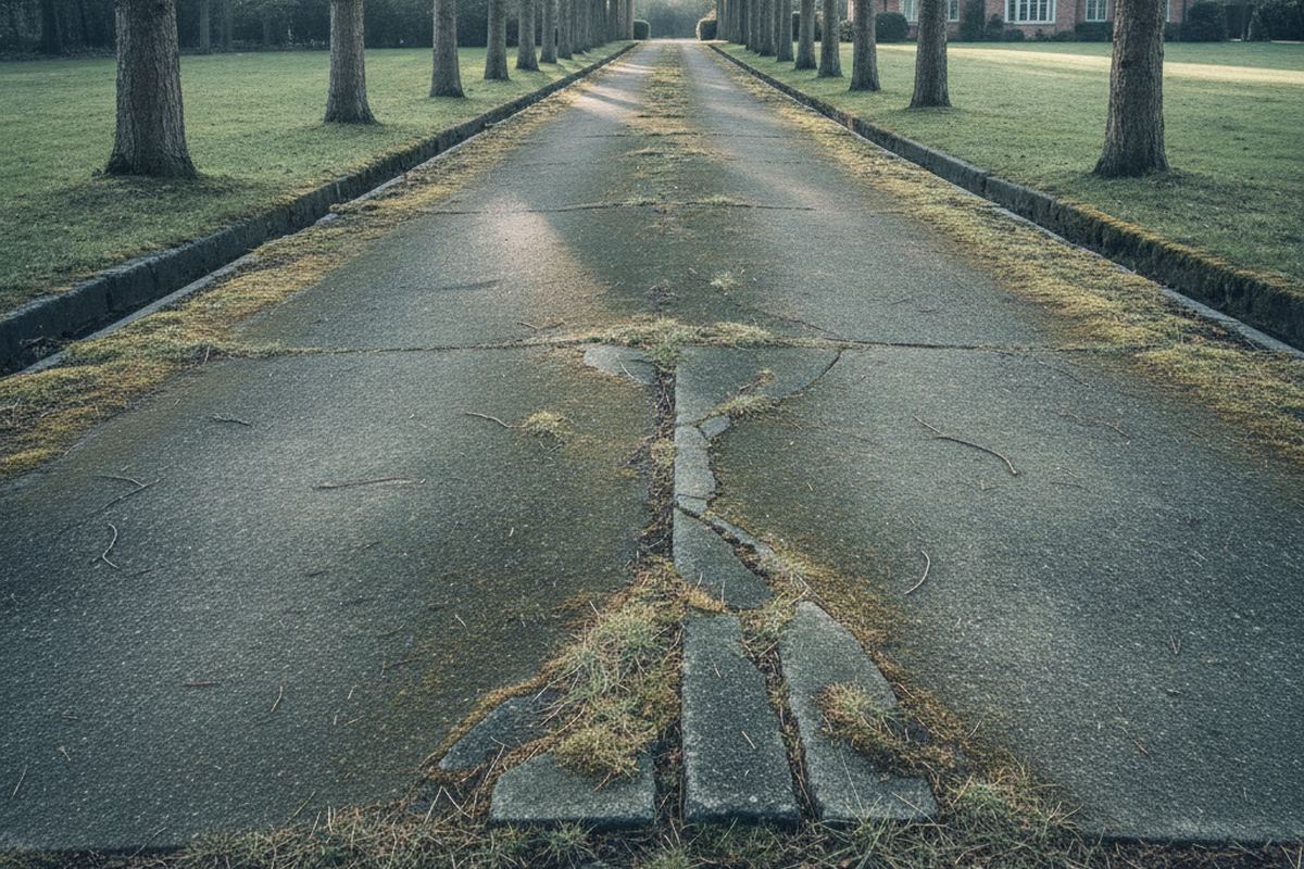 Old driveway showing wear