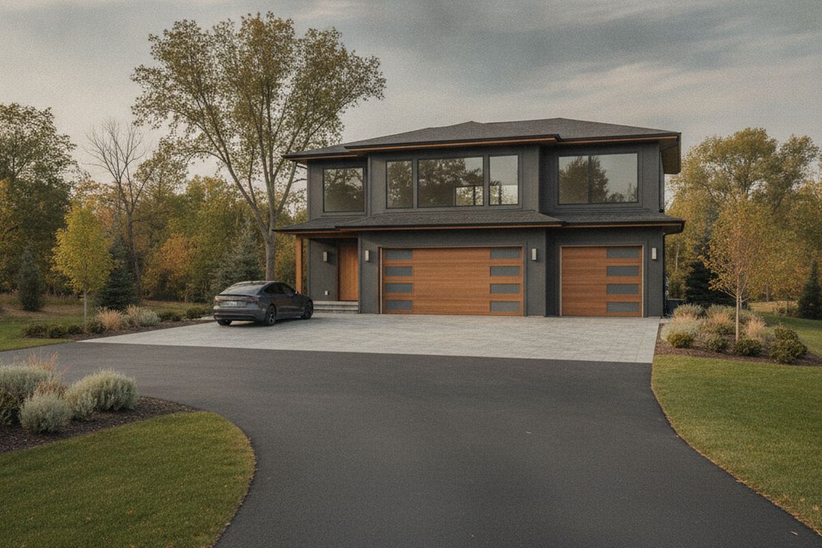 Wide driveway with parking pad