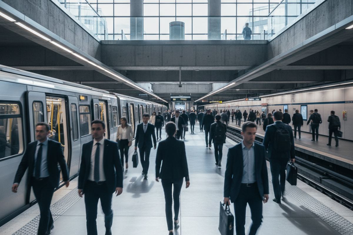 Subway station with commuters
