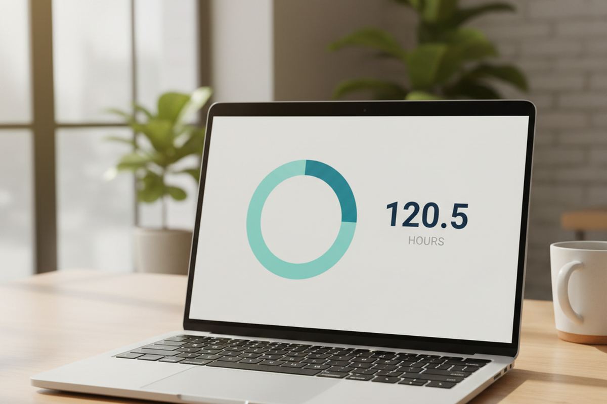 PTO accrual balance on a laptop