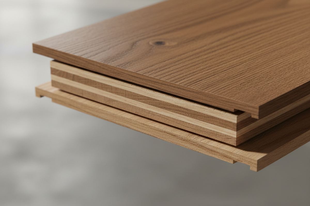 Engineered hardwood plank cross section
