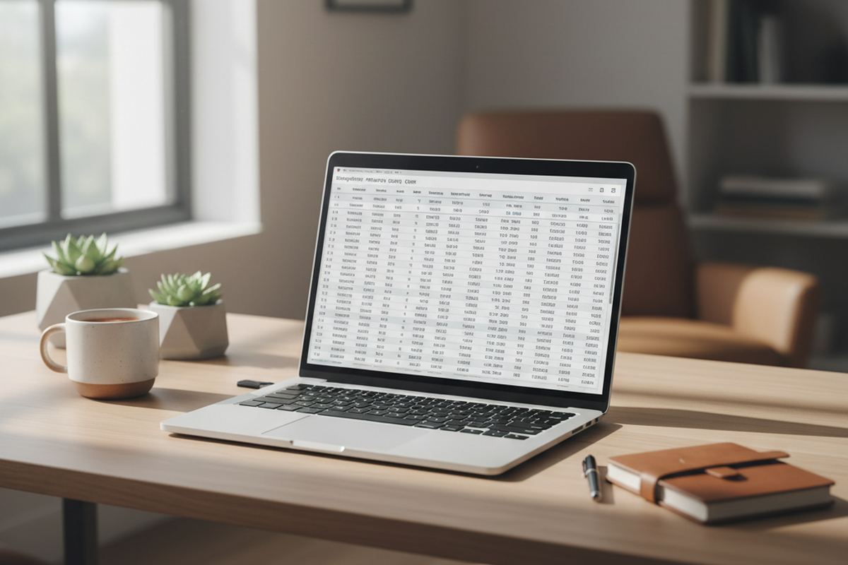 Equity paperwork with laptop