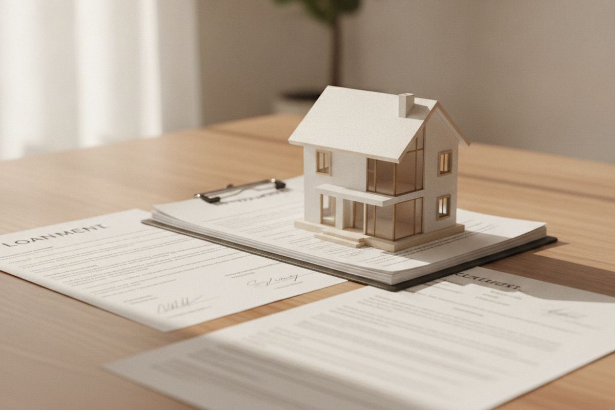 Loan documents next to a new roof
