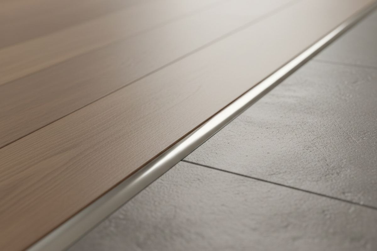 Close up of a floor transition strip