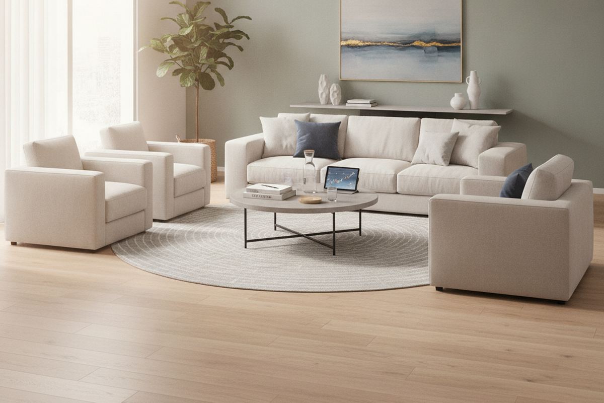 New luxury vinyl plank flooring in living room