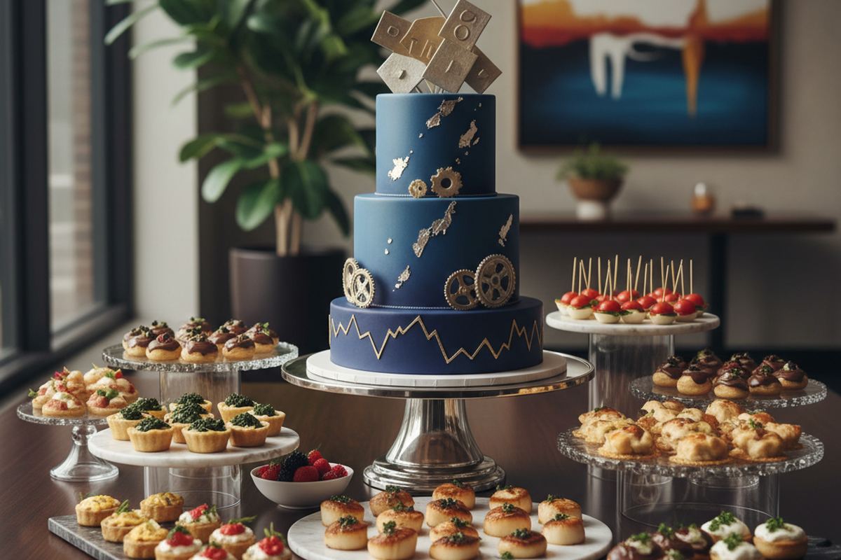 Party food and cake display