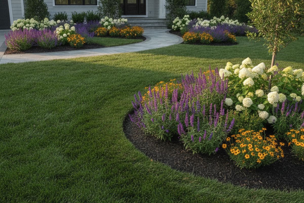 Front yard with new landscaping
