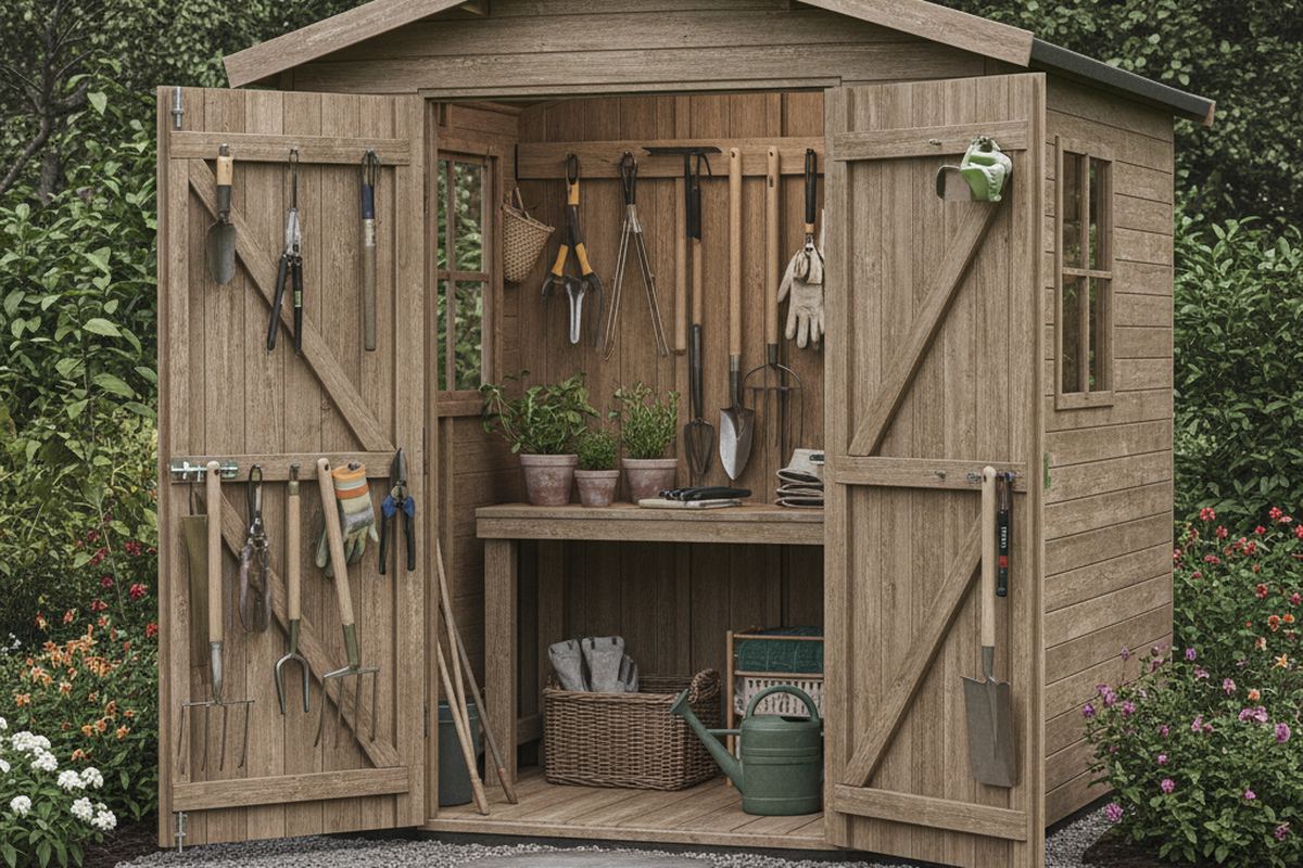 Small garden shed in backyard