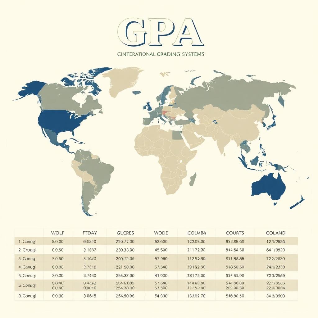 World map with GPA conversion table for international grading systems