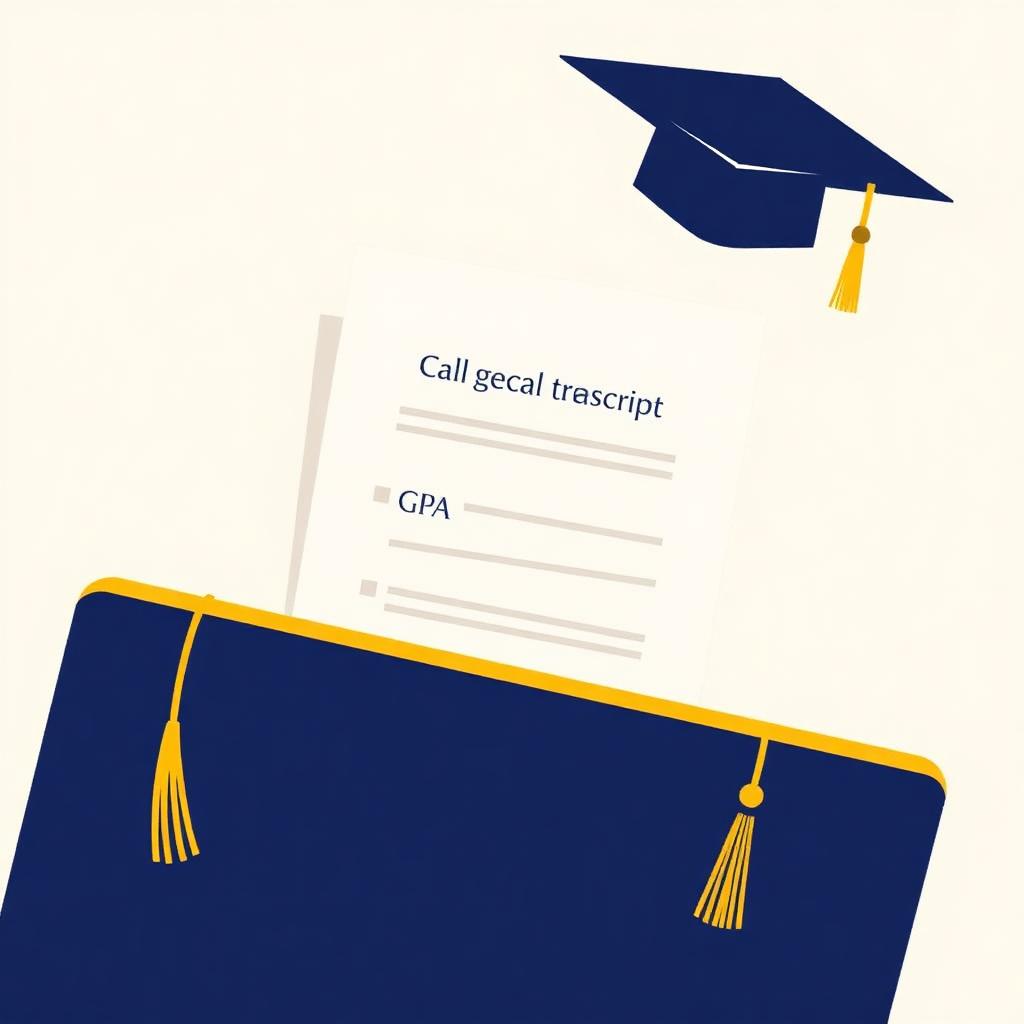 College admissions folder with transcript and GPA highlighted