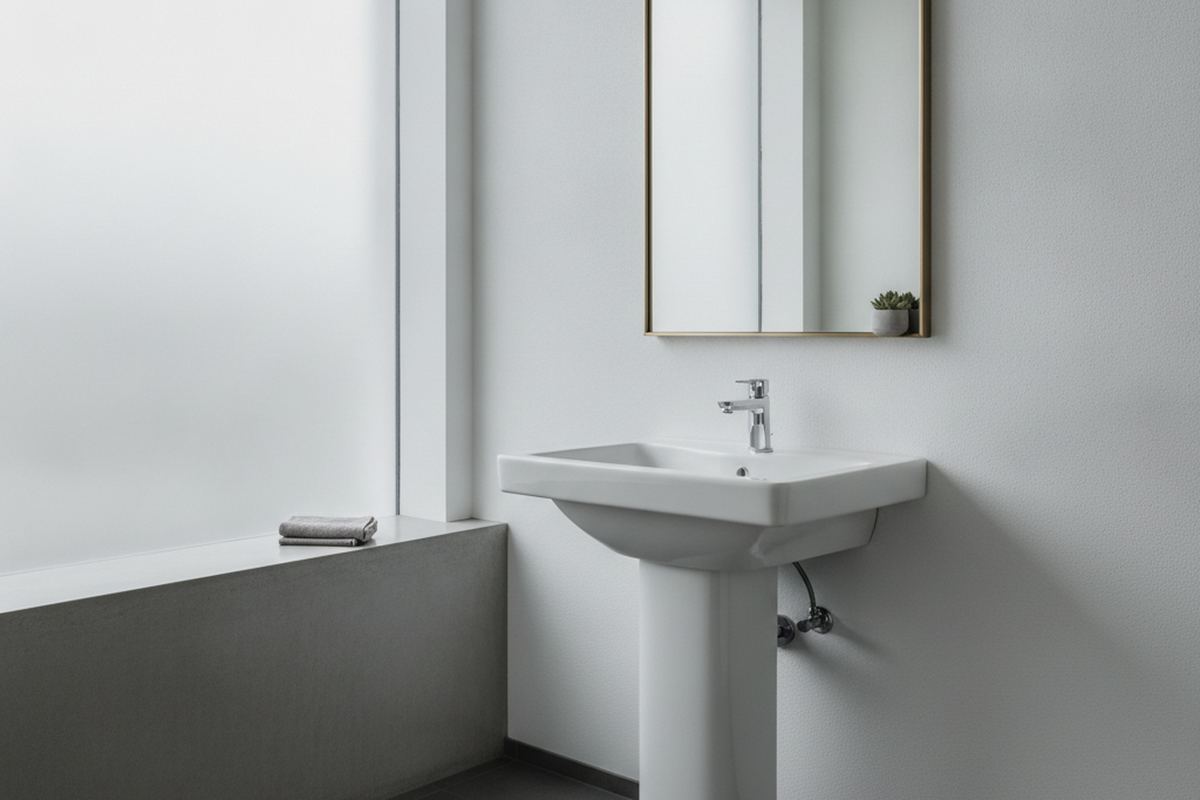 Modern half bath with pedestal sink