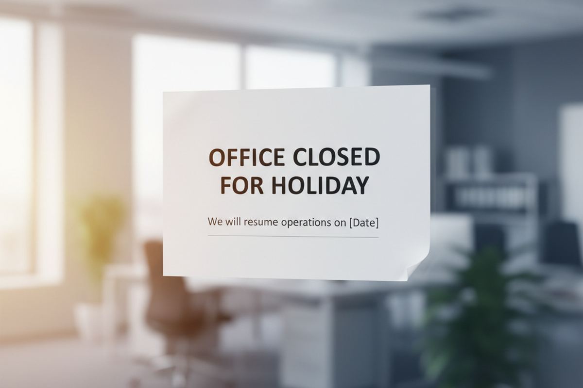 Office closed for holiday sign