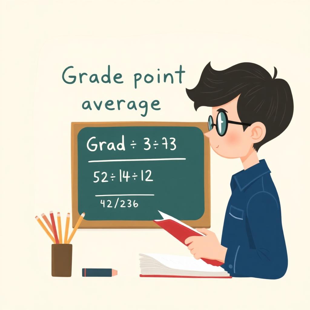 Student calculating GPA at a chalkboard