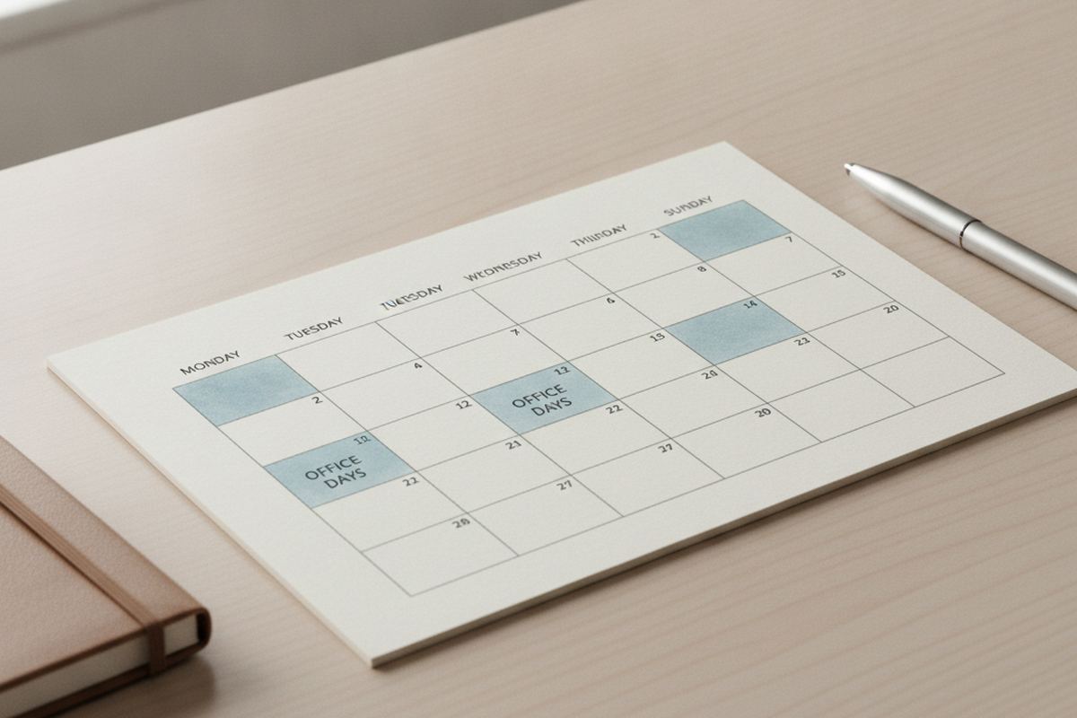 Weekly calendar on a desk