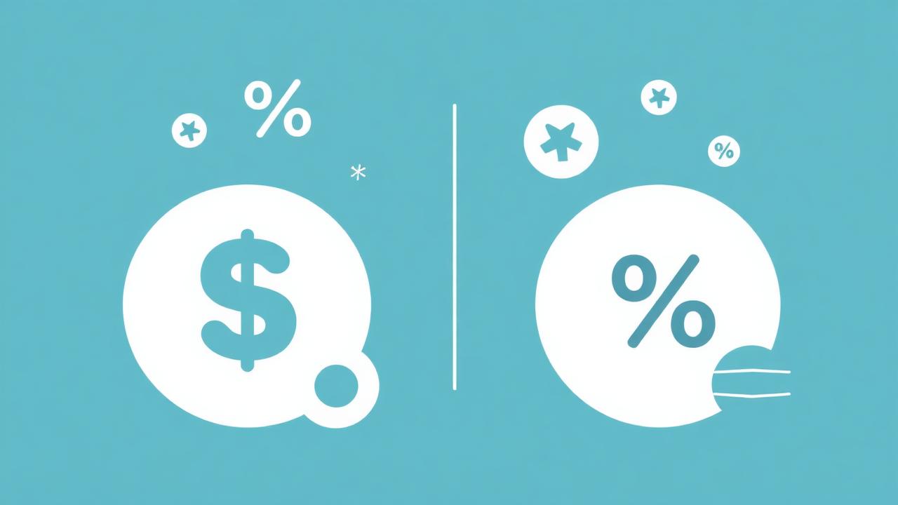 Two bank account icons side by side with percentage signs