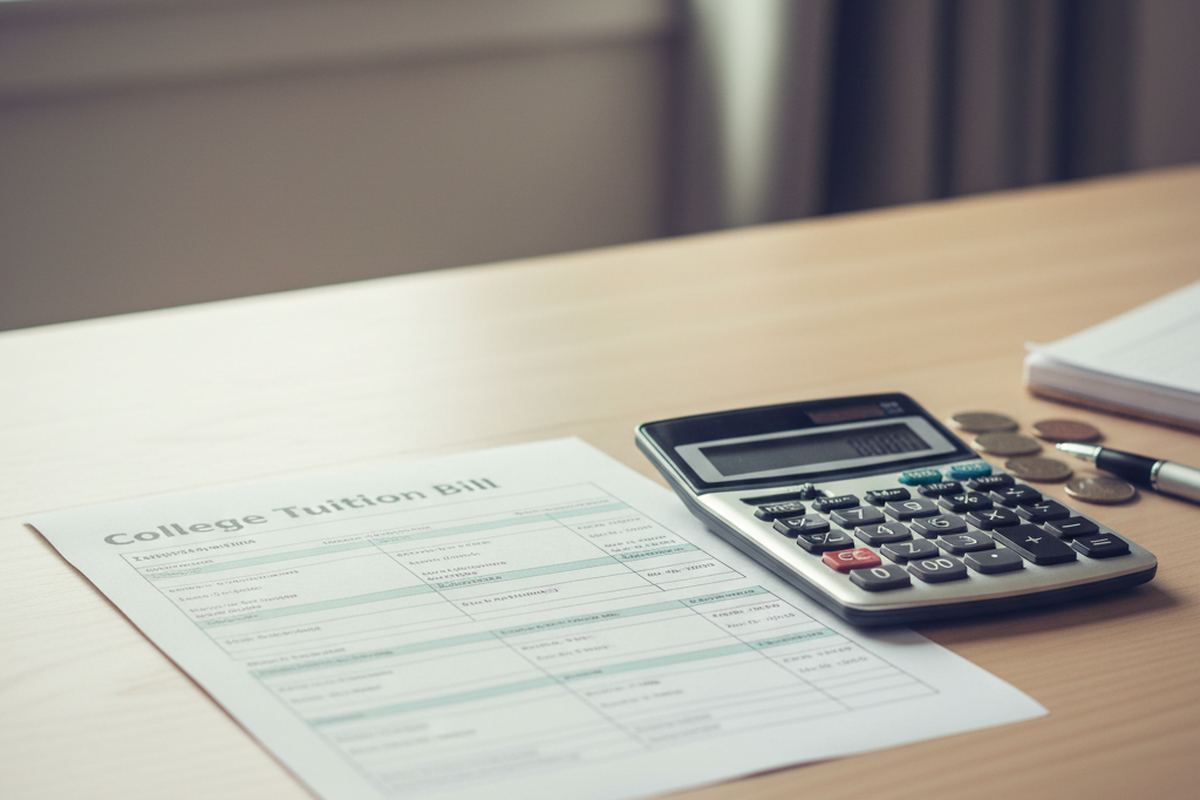 College tuition bill on a desk