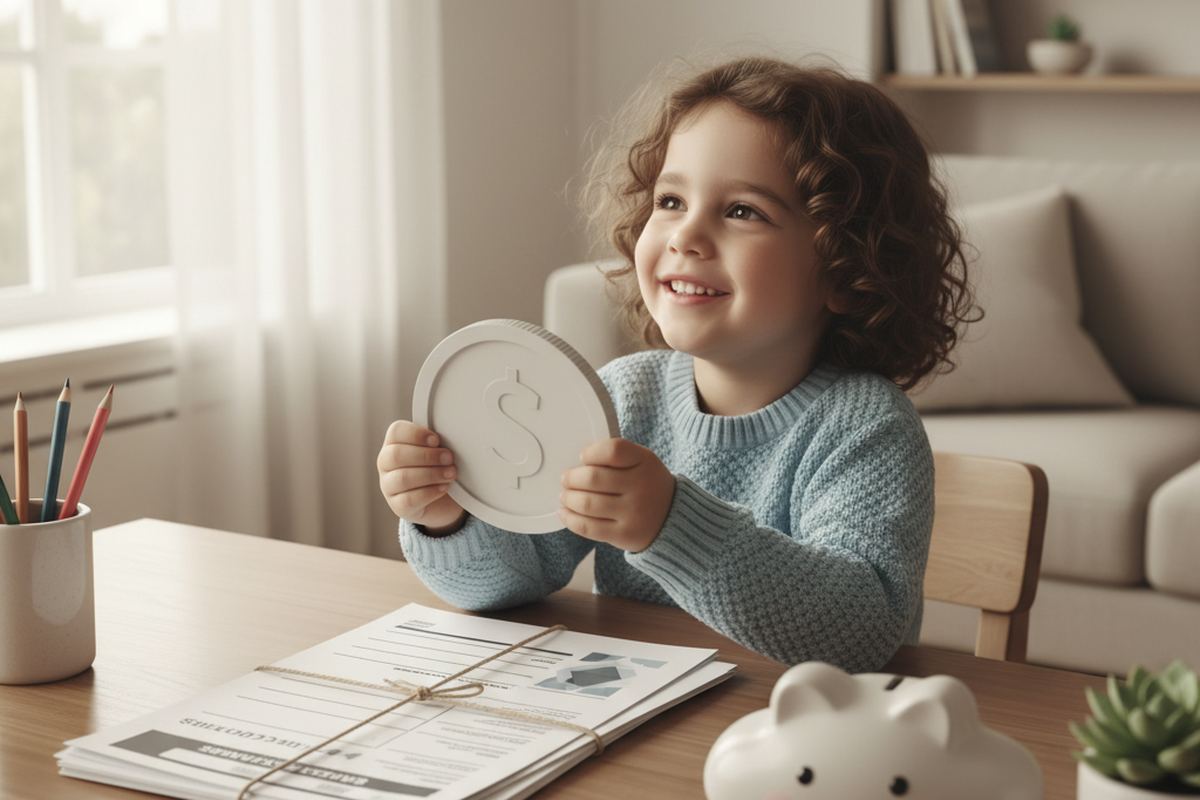 Bank paperwork with kid