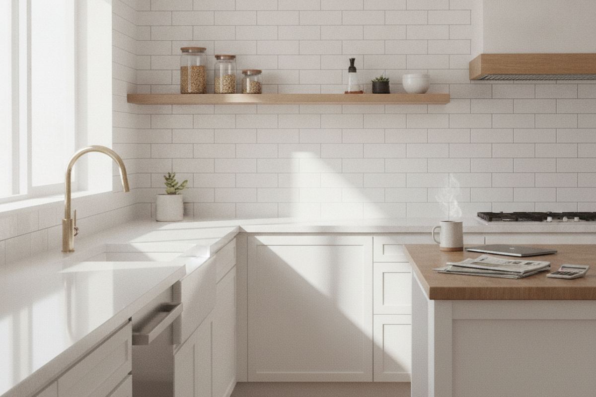 Kitchen backsplash with subway tile