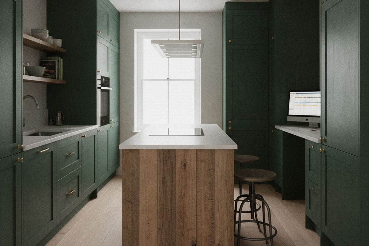 Bad kitchen layout with cramped island