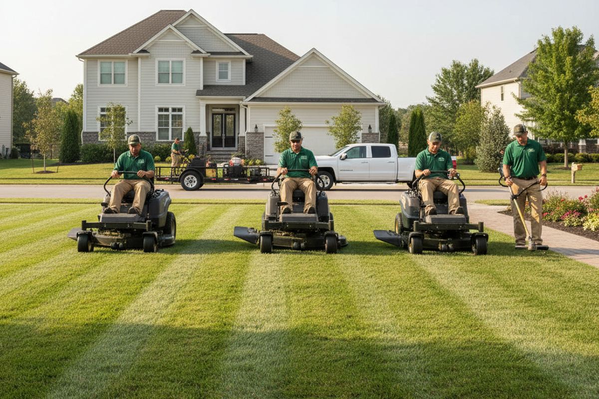 Lawn service mowing yard