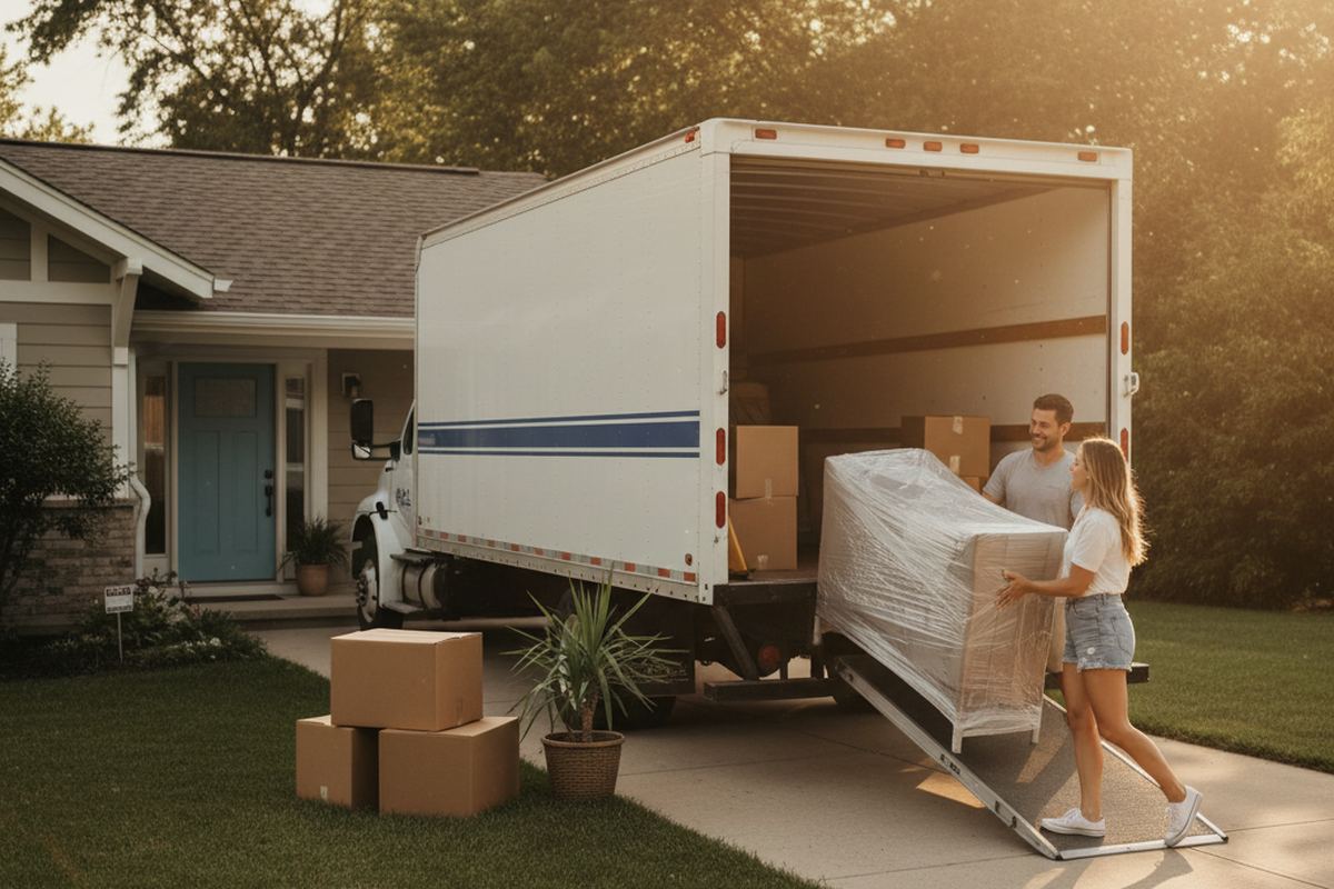 Summer moving day scene