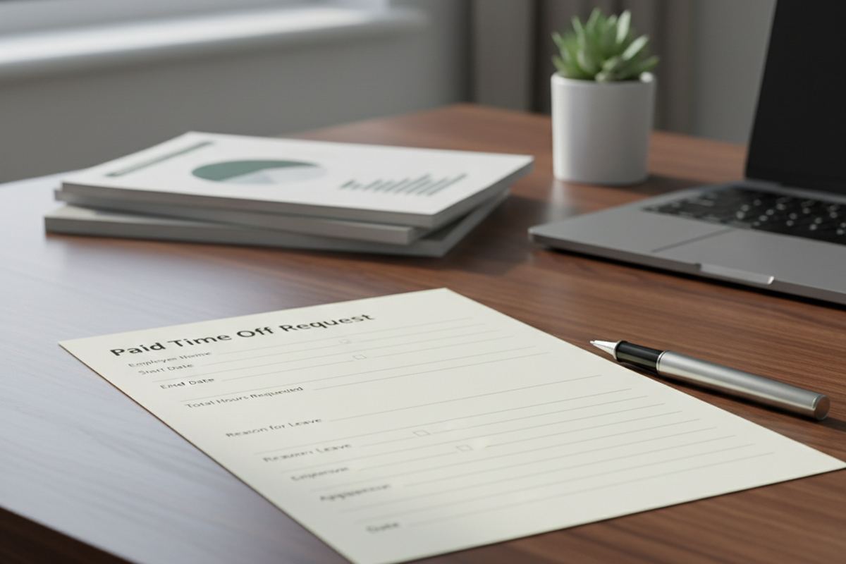 PTO request form on a desk