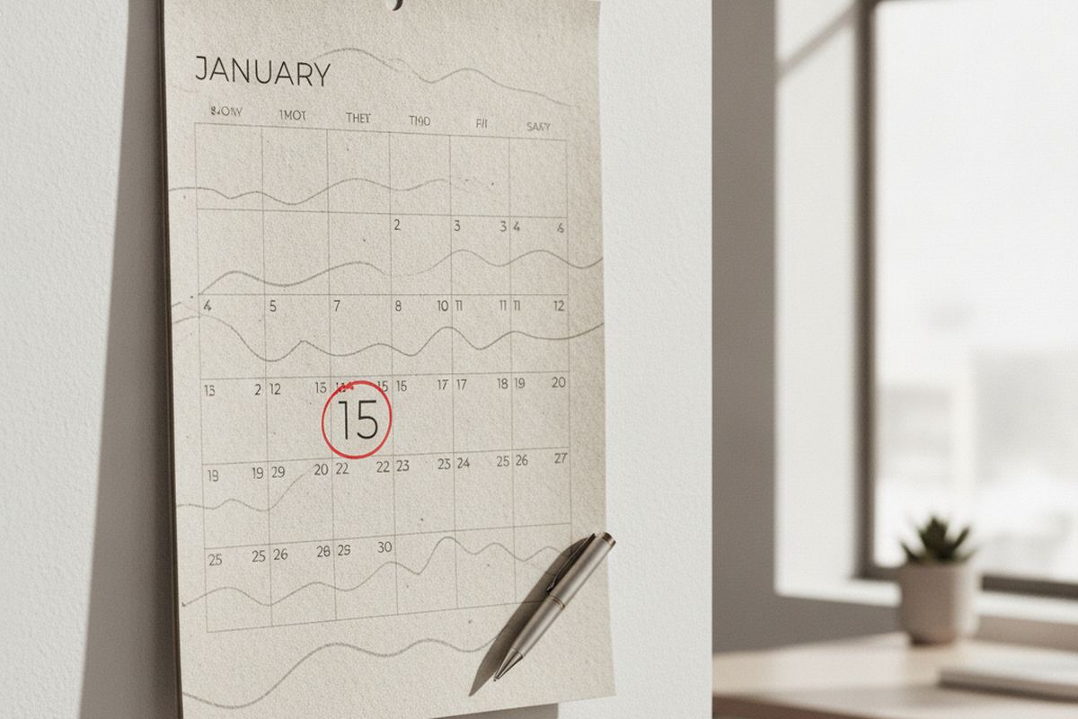 Calendar with start date circled